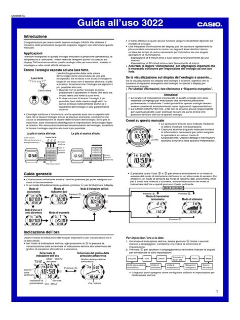 manuale di utilizzo orologio